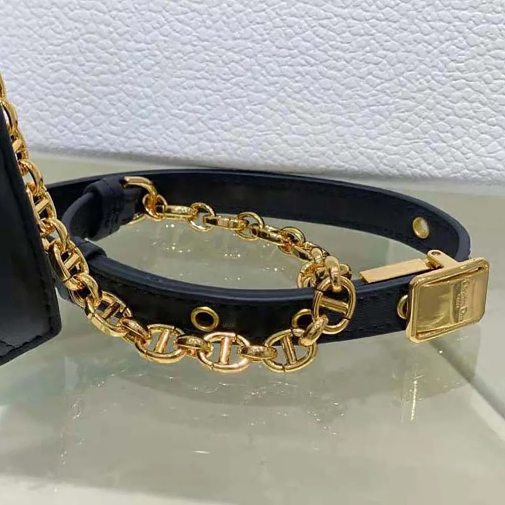 Dior Dior Caro Colle Noire Clutch with Chain Black Cannage Lambskin for Women