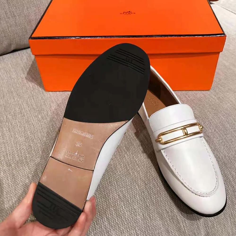 Hermes Colette Loafer in Calfskin Leather for Women in White Hermes Colette Loafer in Calfskin Leather for Women in White