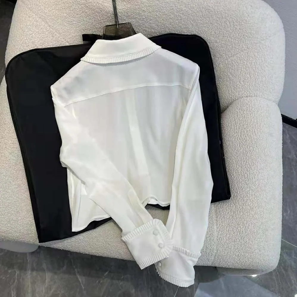 Celine Cropped Romy Shirt in Silk Crepe for Women