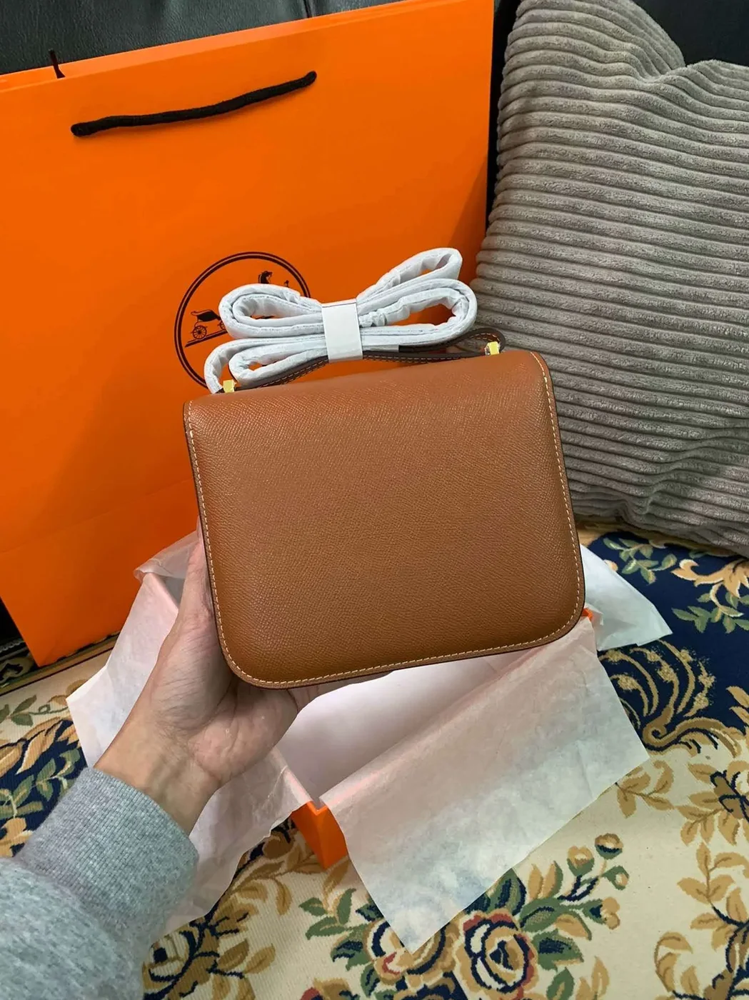 Hermes Constance Black in Brown/Khaki Green/White /