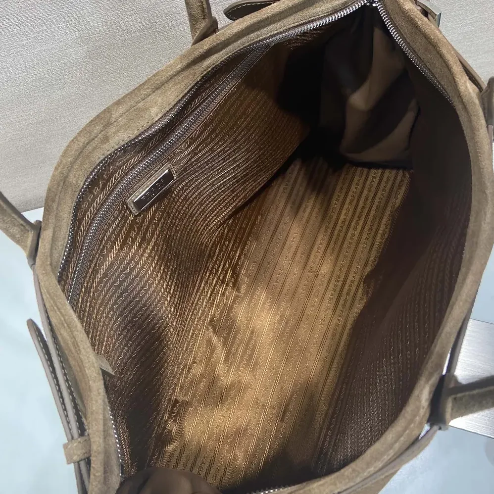 Prada Bonnie Suede Tote Bag for Unisex in Cinnamon