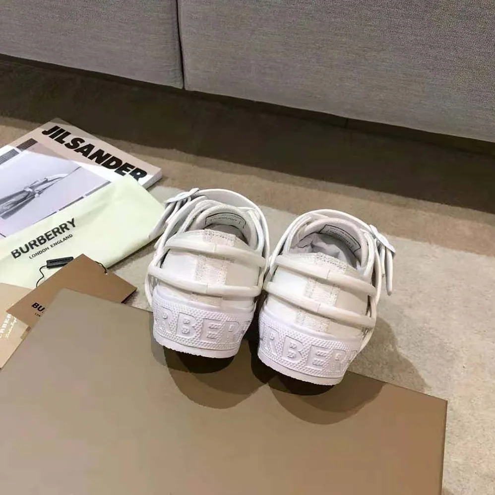 Burberry Cotton and Leather Webb Sneakers for Women in White