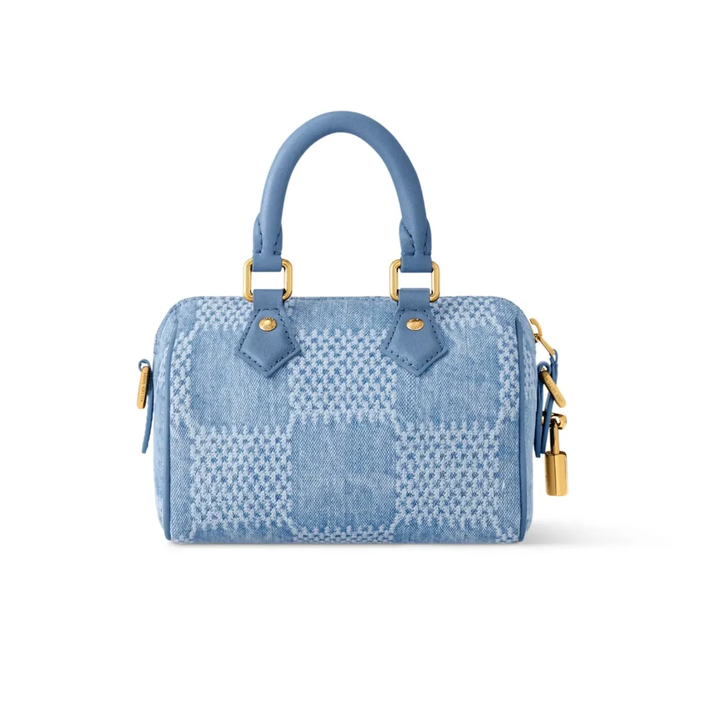 Louis Vuitton Speedy 18 Bandouliere Top Handle Bag in Denim Blue Gold Hardware Louis Vuitton Speedy 18 Bandouliere Top Handle Bag in Denim Blue Gold Hardware