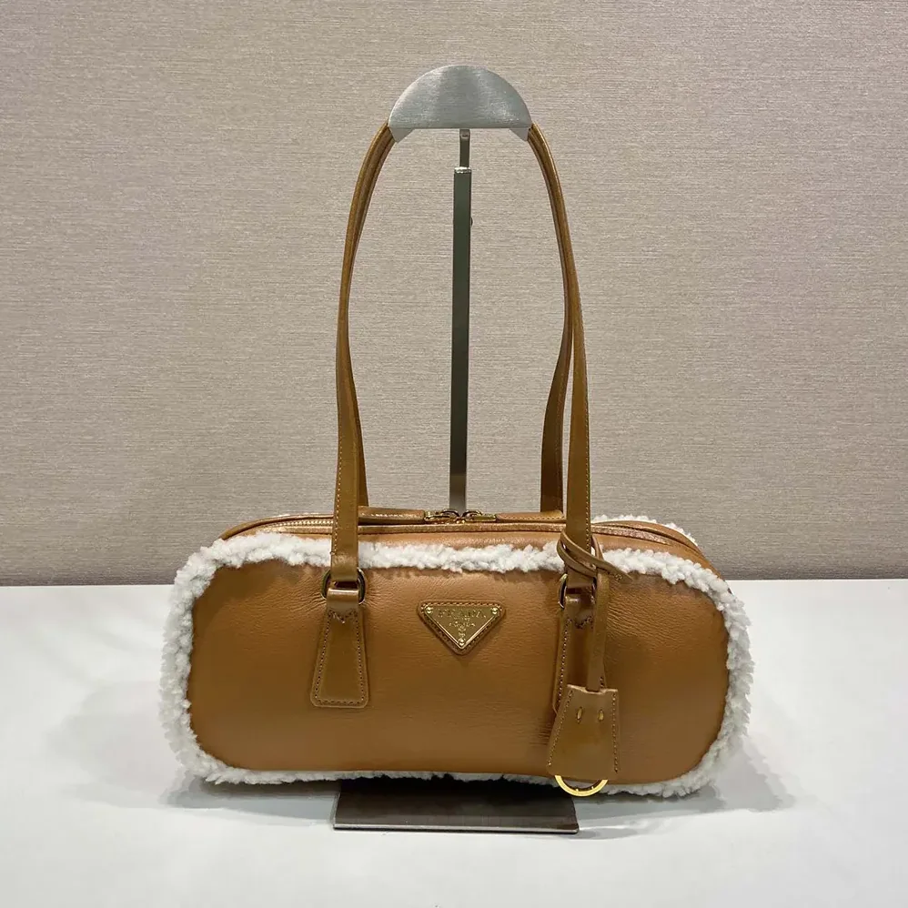 Prada Medium Shearling Two-handle Bag for Women in Brown Prada Medium Shearling Two-handle Bag for Women in Brown