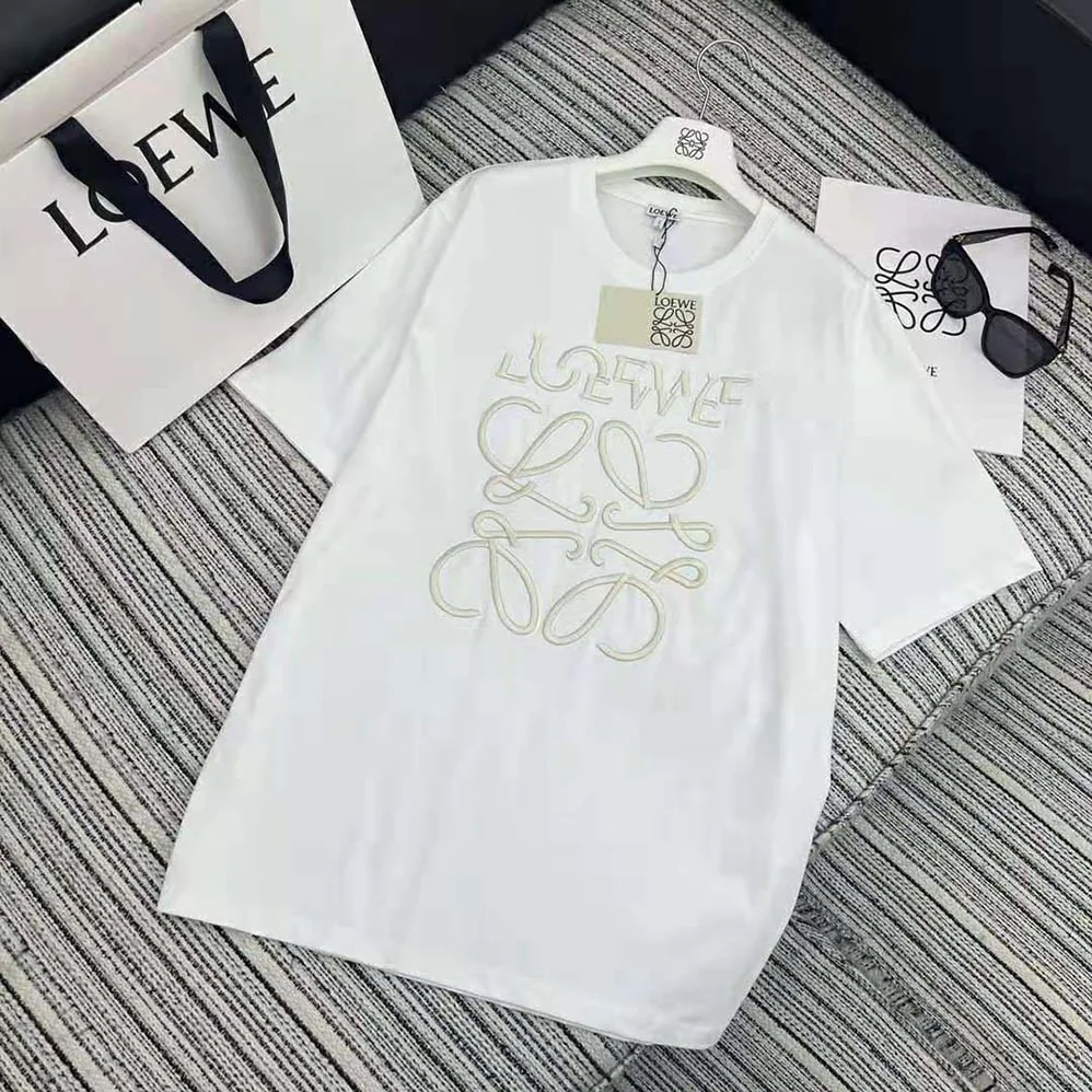 Loewe Loose Fit T-shirt in Cotton for Women in White Loewe Loose Fit T-shirt in Cotton for Women in White