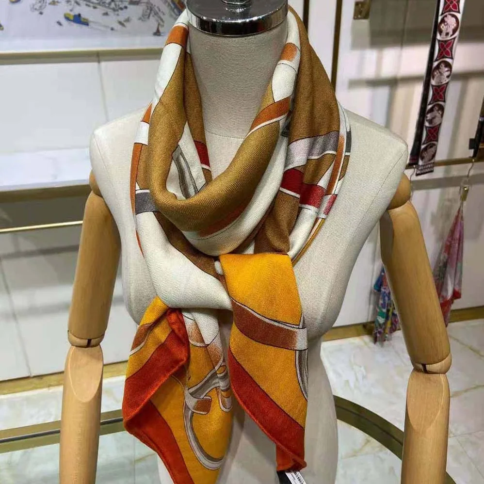 Hermes Figure Artistique Scarf 90 for Women in Orange Hermes Figure Artistique Scarf 90 for Women in Orange