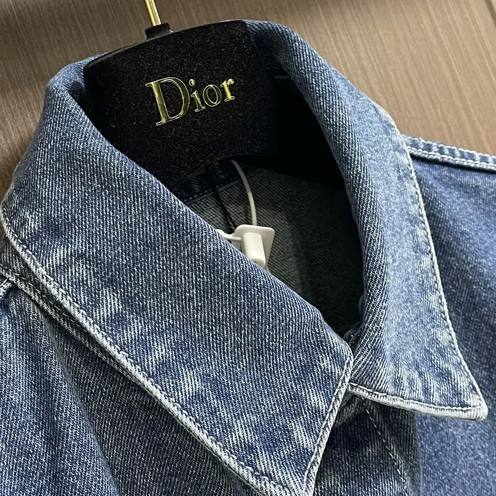 Dior Charm Overshirt Blue Cotton Twill for Men