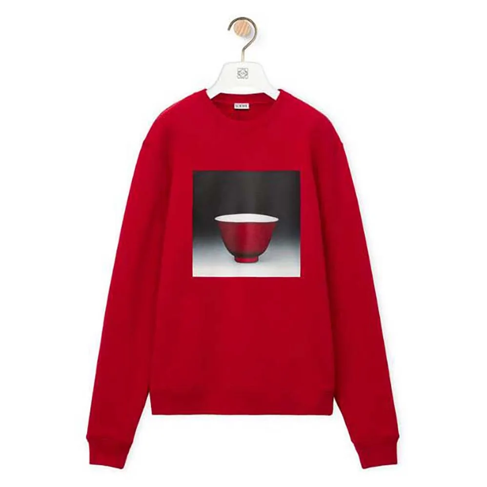 Loewe Ceramic Print Sweatshirt in Cotton for Women in Red