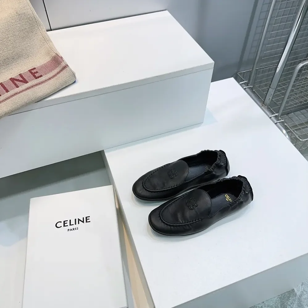 Celine Adam-Slip-On Loafer In Goatskin for Unisex in Black Celine Adam-Slip-On Loafer In Goatskin for Unisex in Black