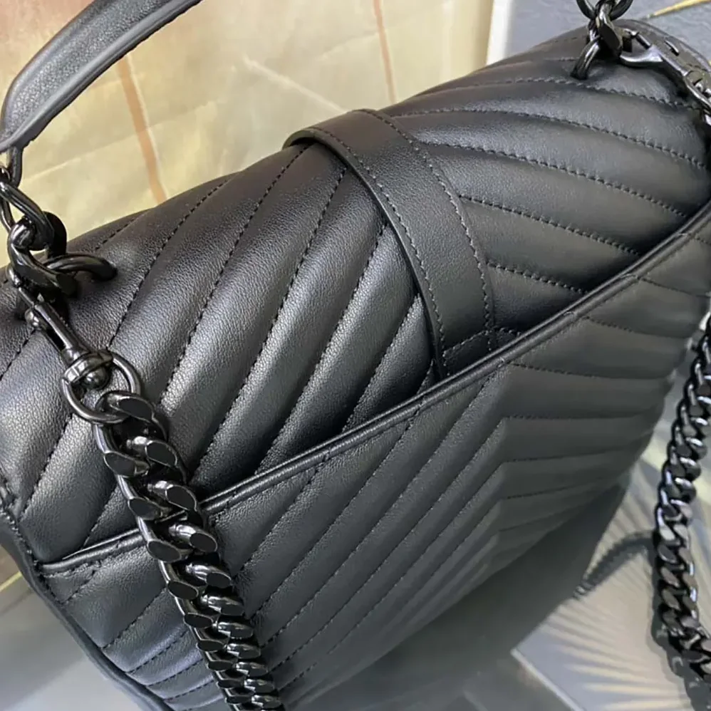Saint Laurent YSL College Medium in Quilted Leather for Women in Black Saint Laurent YSL College Medium in Quilted Leather for Women in Black
