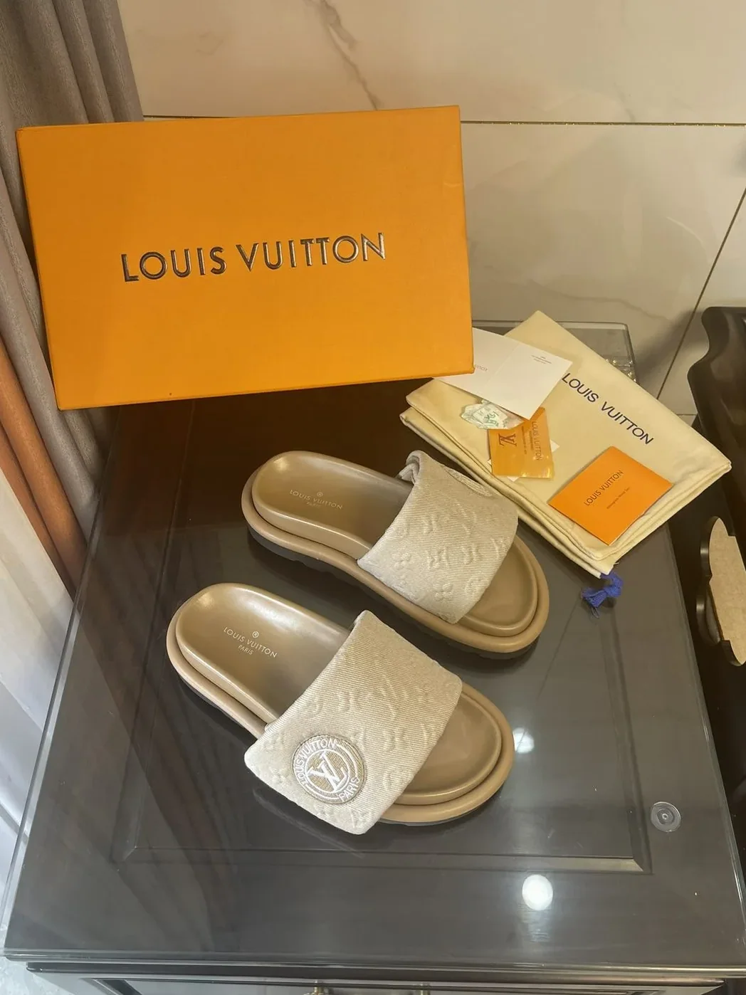 Louis Vuitton Pool Pillow Comfort Flat Mule Beige for Women