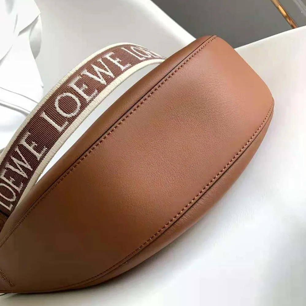 Loewe Luna Bag in Satin Calfskin and Jacquard for Women in Brown