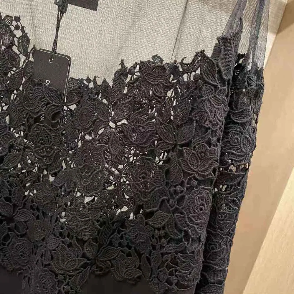 Dolce Gabbana D&G Jersey Sweatshirt with Tulle and Macrame Details for Women Dolce Gabbana D&G Jersey Sweatshirt with Tulle and Macrame Details for Women
