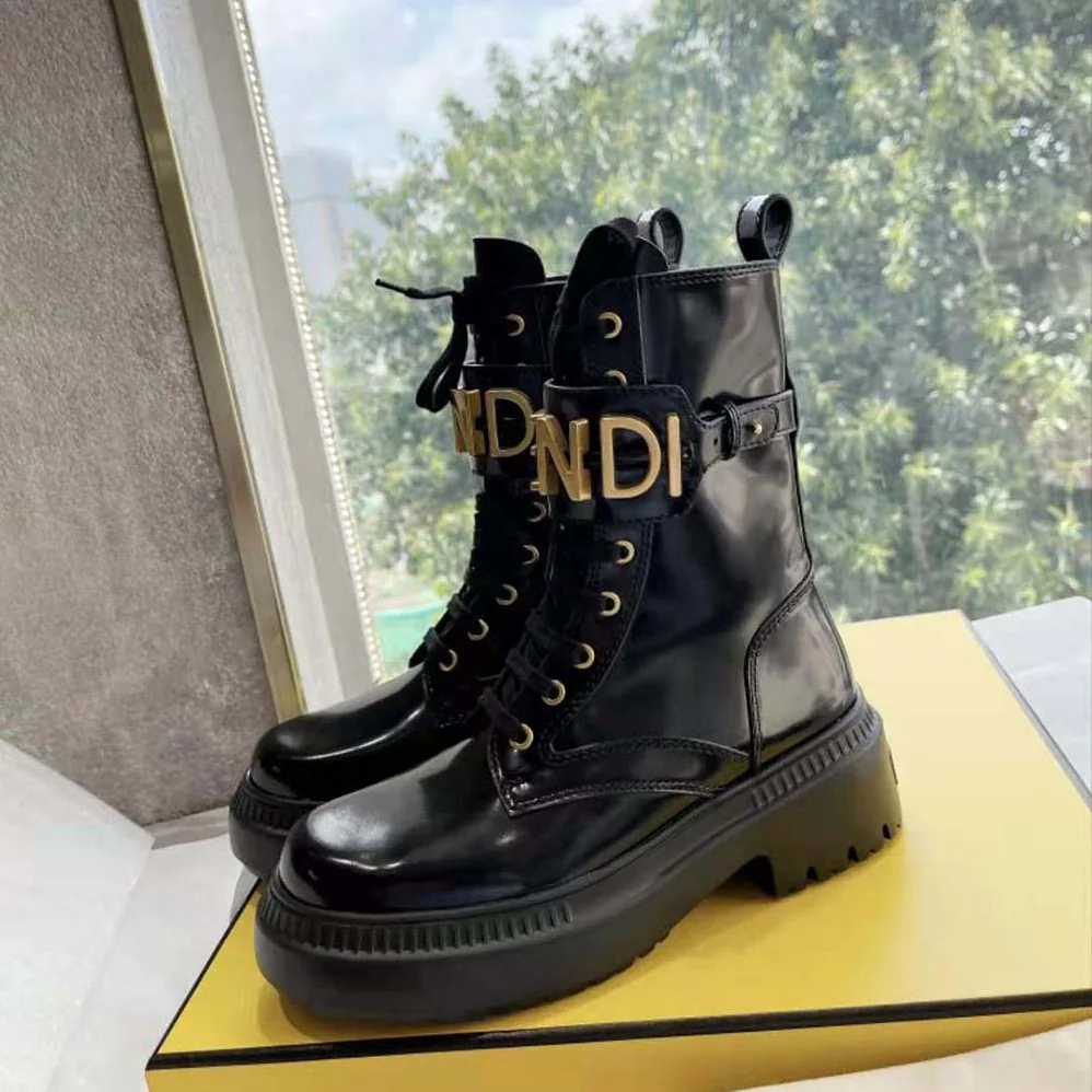 Fendi Fendigraphy Black Leather Biker Boots for Women Fendi Fendigraphy Black Leather Biker Boots for Women