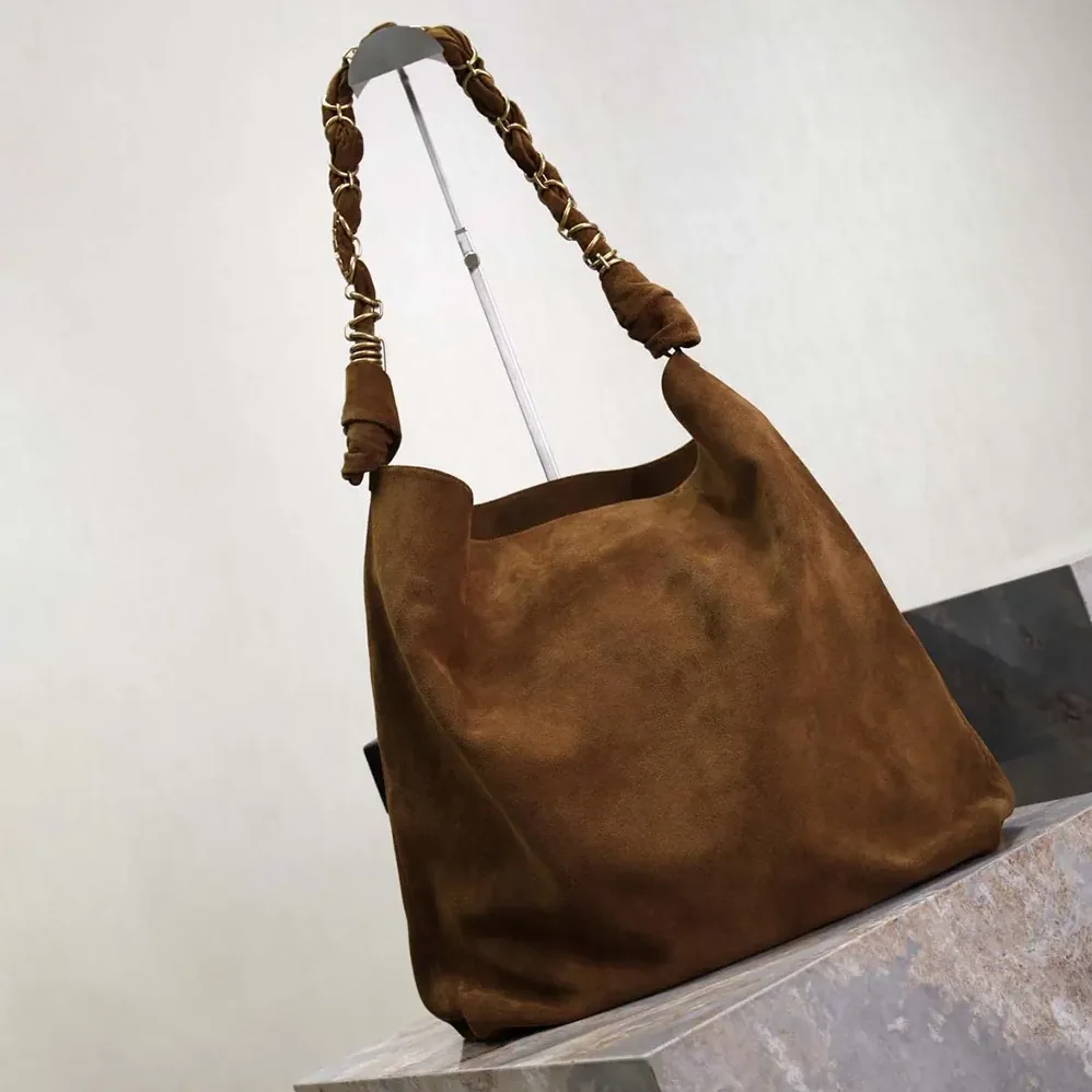 Saint Laurent YSL Amalia In Suede for Women in Brown
