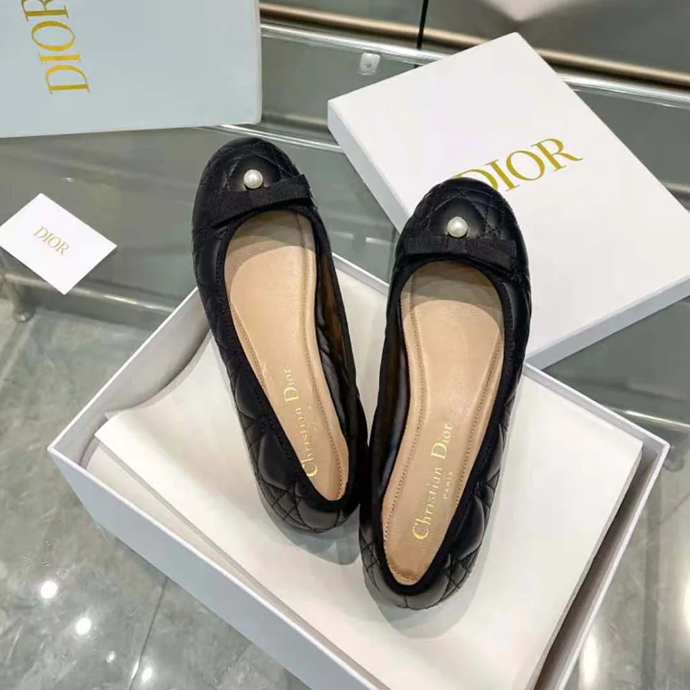Dior Ballet Flat Quilted Cannage Calfskin for Women in Black Dior Ballet Flat Quilted Cannage Calfskin for Women in Black