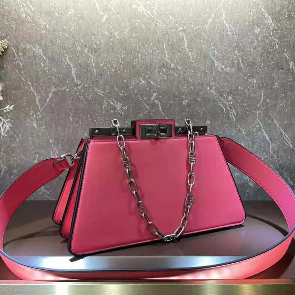 Fendi Peekaboo Cut Medium Pink Leather Bag for Women