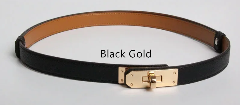 High Quality Real Leather 1.8cm Width Belts Golden for Women's