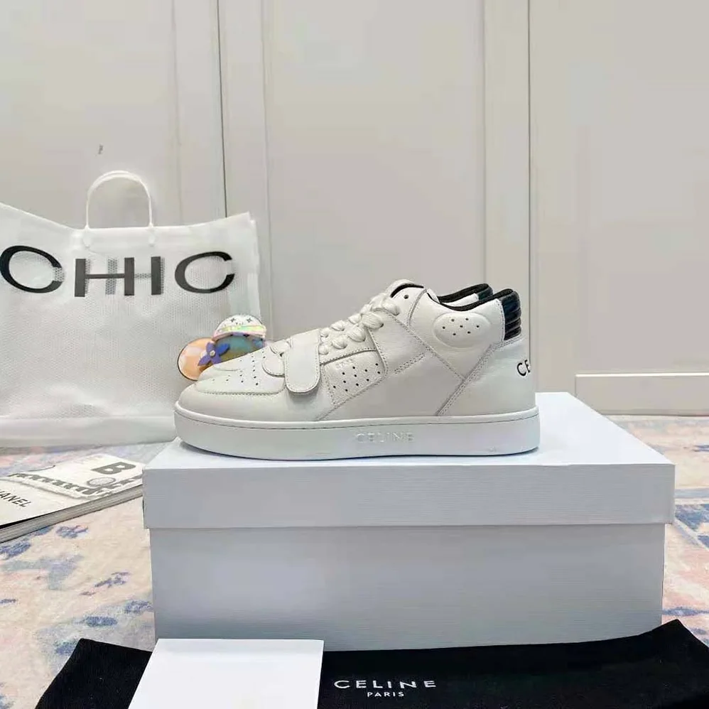 Celine CT-02 Mid Sneaker with Scratch in Calfskin for Women in Black Celine CT-02 Mid Sneaker with Scratch in Calfskin for Women in Black