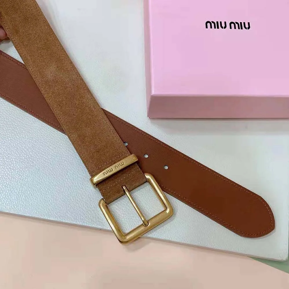 Miu Miu Suede Belt-Brown 5CC589_054_F0401 for Women Miu Miu Suede Belt-Brown 5CC589_054_F0401 for Women