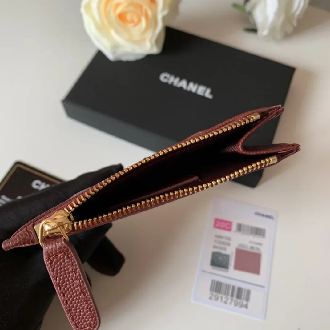 Chanel Flat Card Holder Purple Bag /