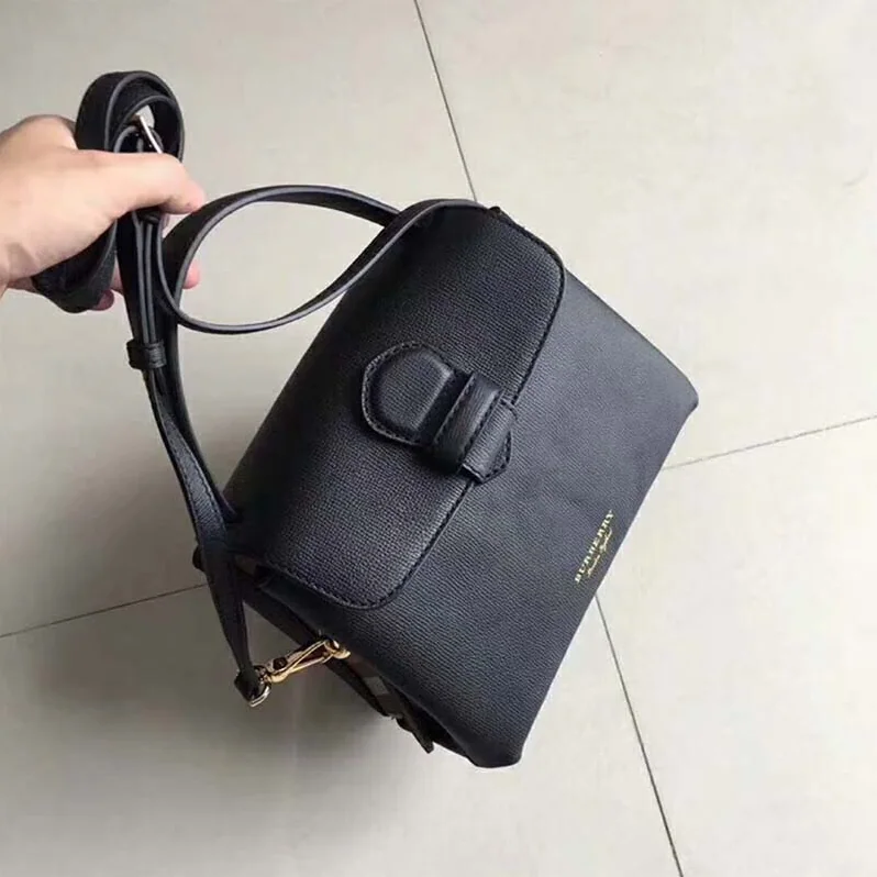 Burberry Medium Grainy Leather House Check Tote Bag for Women in Black