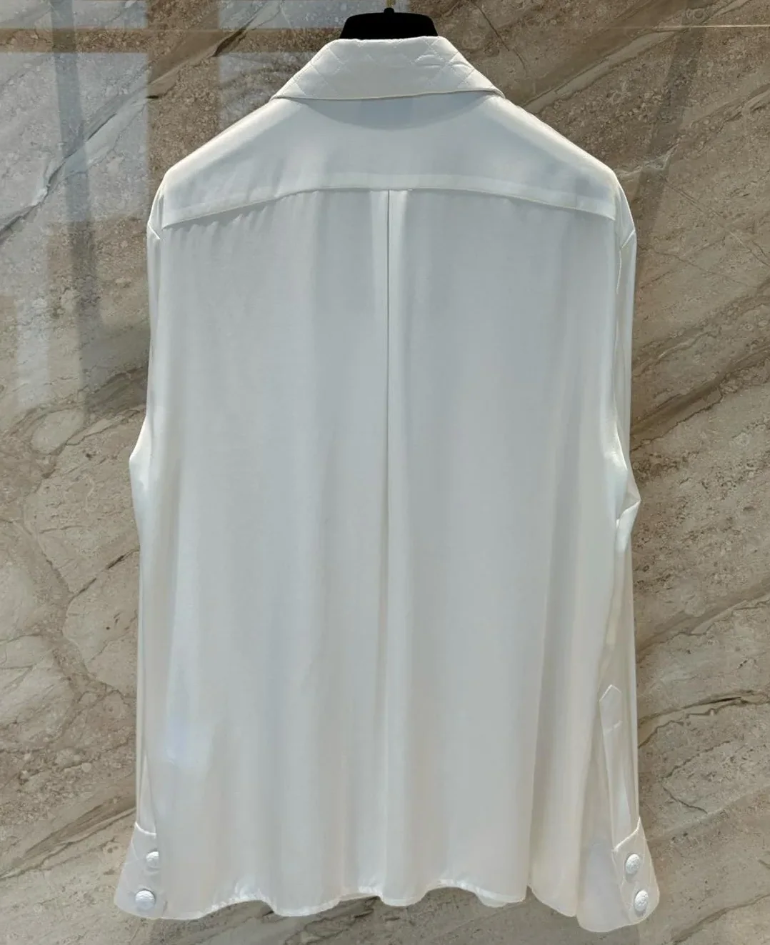 Chanel Quilted Button in Down Blouse Pearl White Chanel Quilted Button in Down Blouse Pearl White
