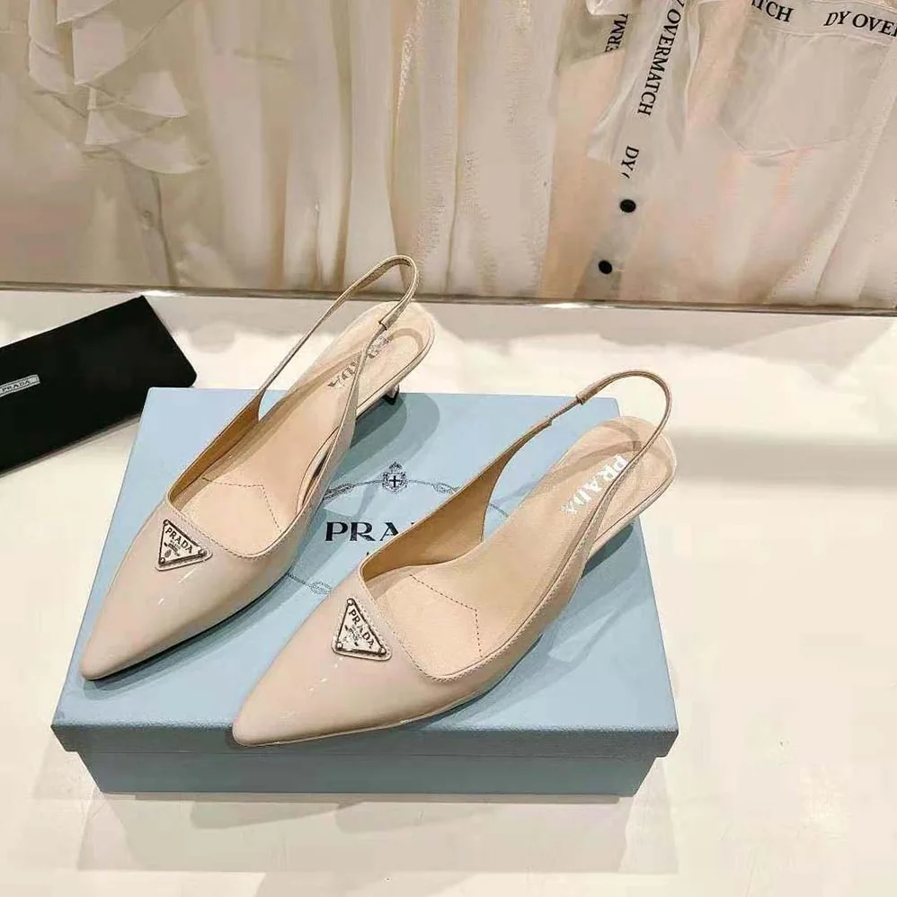 Prada Patent-Leather Slingback Pumps for Women in White