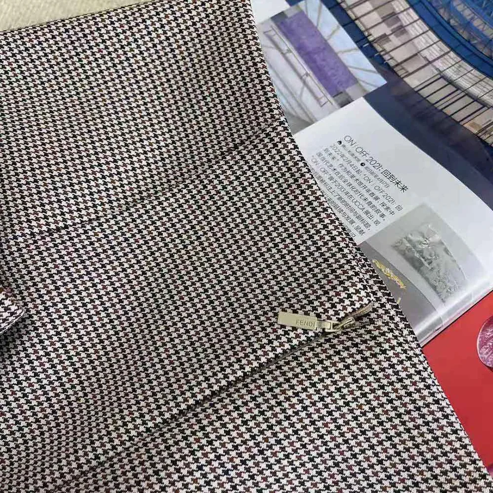 Fendi Beige Houndstooth Wool Skirt for Women
