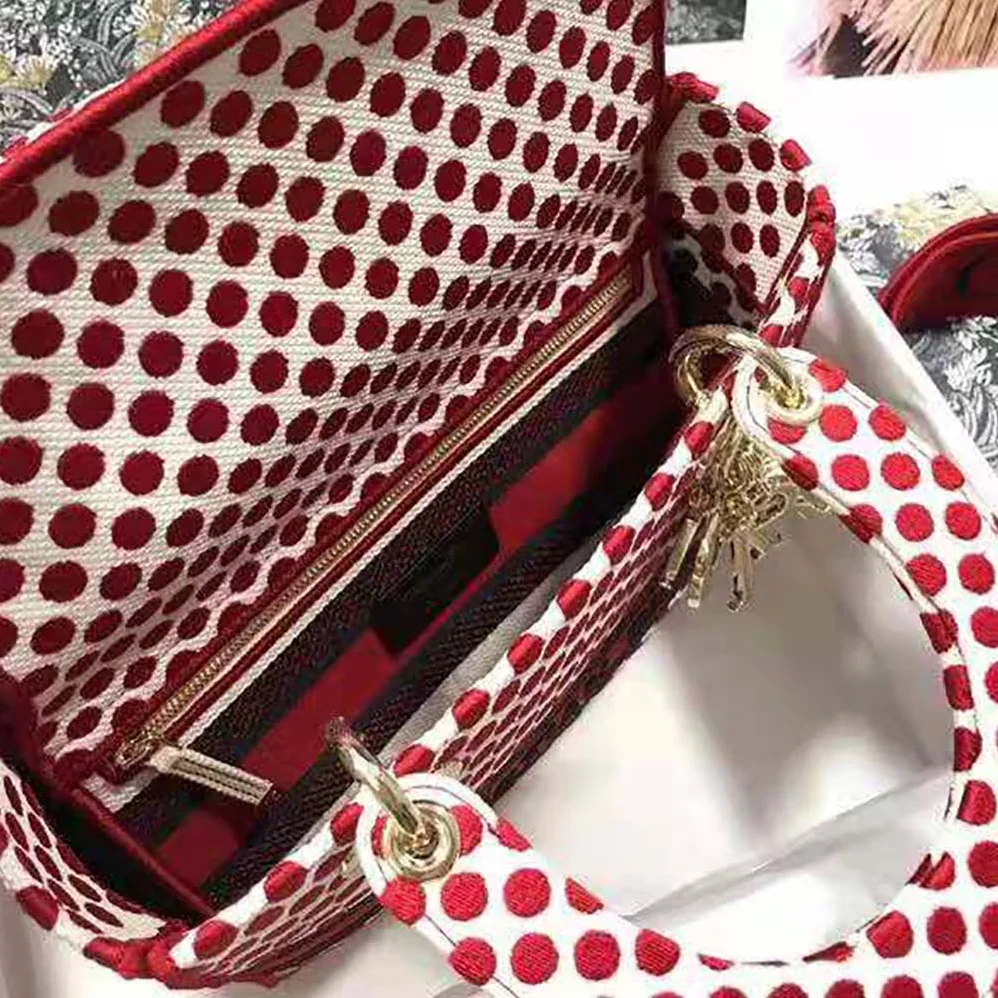 Dior Medium Lady D-Lite Dioramour Bag Red Dior Dots Embroidery Dior Medium Lady D-Lite Dioramour Bag Red Dior Dots Embroidery