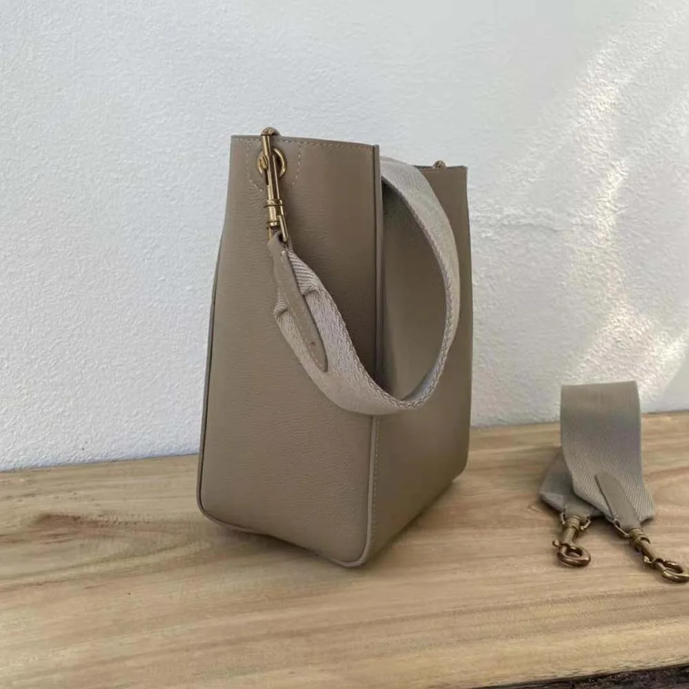 Celine Sangle Small Bucket Bag in Soft Grained Calfskin for Women in Brown