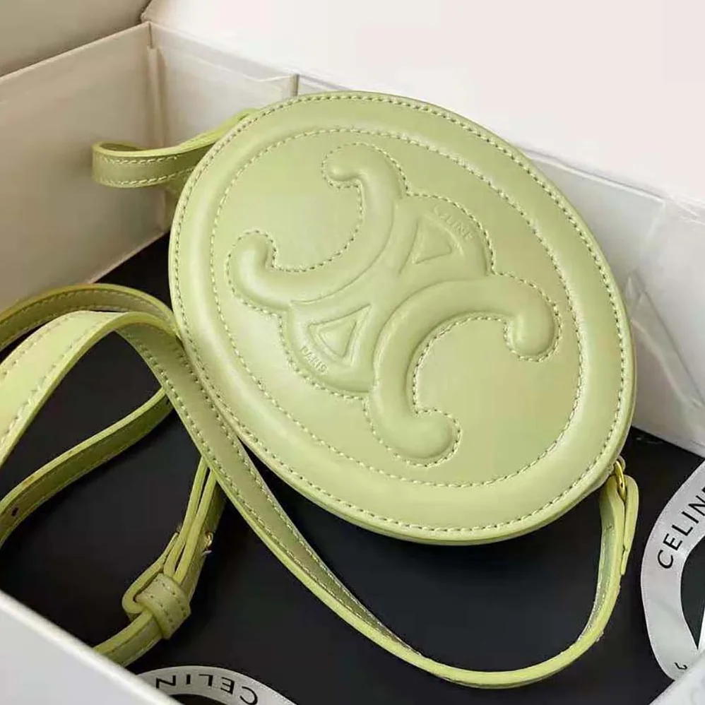 Celine Crossbody Oval Purse Cuir Triomphe in Smooth Calfskin for Women in Lime