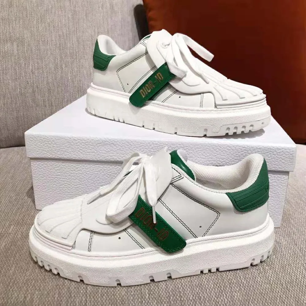 Dior Dior-id Sneaker White and Green Calfskin and Rubber for Women