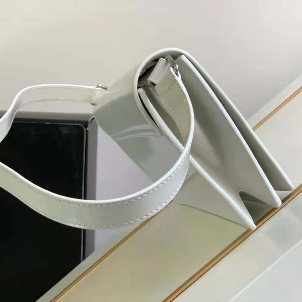 Celine Trapeze Triomphe Bag in Shiny Calfskin for Women in White Celine Trapeze Triomphe Bag in Shiny Calfskin for Women in White
