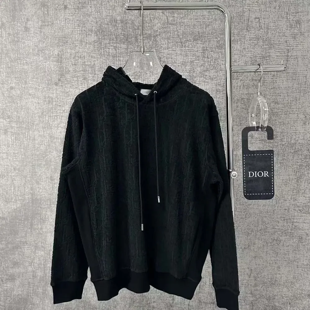 Dior Oblique Relaxed-Fit Hooded Sweatshirt Black Terry Cotton Jacquard for Men Dior Oblique Relaxed-Fit Hooded Sweatshirt Black Terry Cotton Jacquard for Men