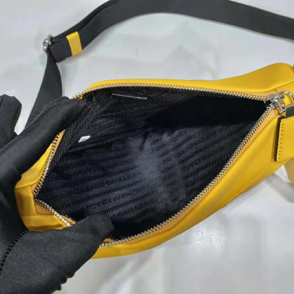 Prada Leather Triangle Shoulder Bag for Women in Yellow Prada Leather Triangle Shoulder Bag for Women in Yellow