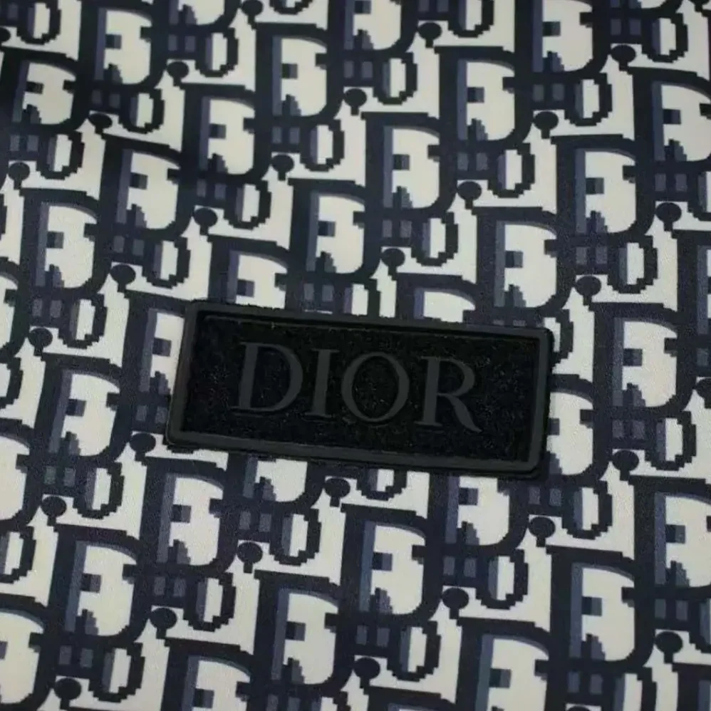 Dior Padded Bomber Jacket Blue and Ecru Technical Taffeta Jacquard for Men Dior Padded Bomber Jacket Blue and Ecru Technical Taffeta Jacquard for Men