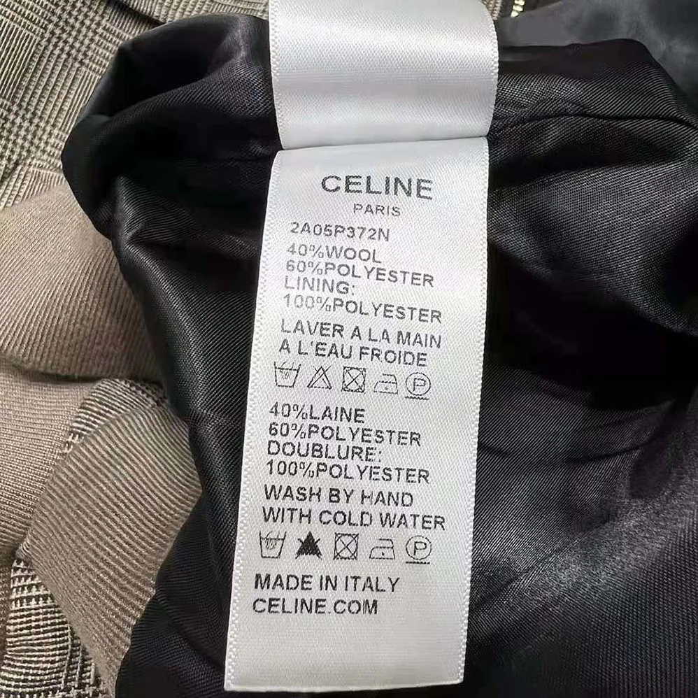 Celine Bomber Jacket in Prince of Wales Flannel for Women Celine Bomber Jacket in Prince of Wales Flannel for Women