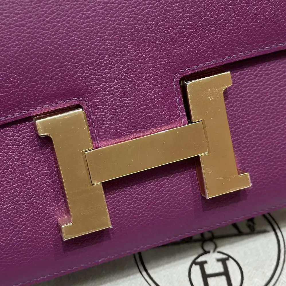 Hermes Constance 24 Bag Epsom Leather for Women in Purple/Gold