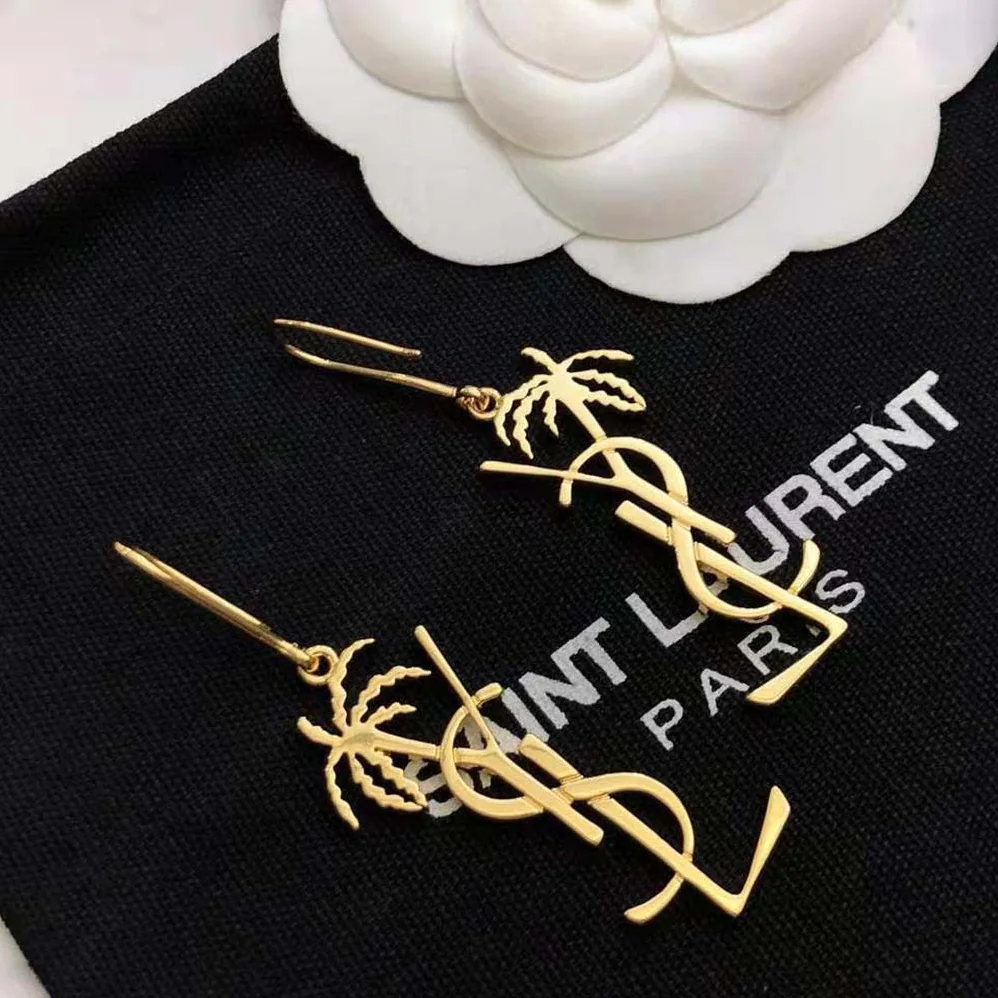 Saint Laurent YSL Cassandre Palm Earrings in Metal for Women Saint Laurent YSL Cassandre Palm Earrings in Metal for Women