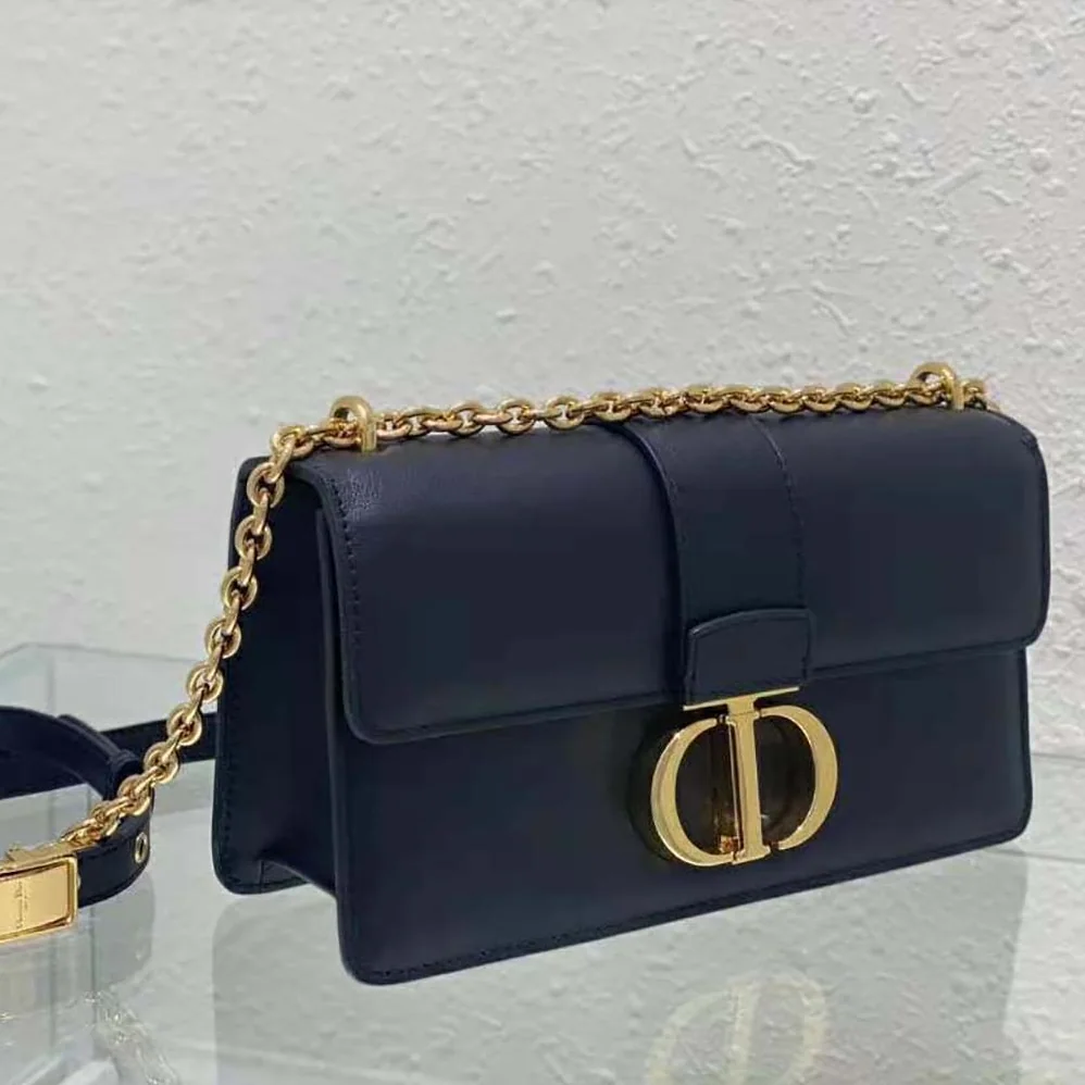 Dior 30 Montaigne East-West Bag with Chain Black Calfskin for Women