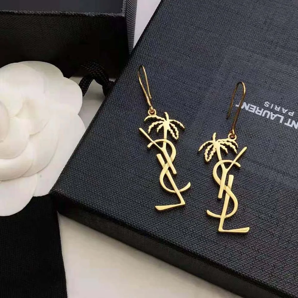 Saint Laurent YSL Cassandre Palm Earrings in Metal for Women Saint Laurent YSL Cassandre Palm Earrings in Metal for Women