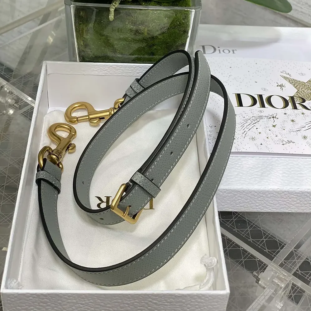 Dior Saddle Bag with Strap Stone Gray Grained Calfskin for Women