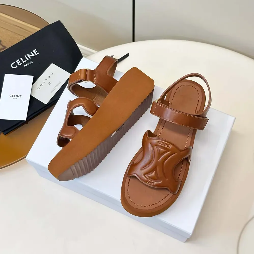 Celine Sunny Sandal in Calfskin – Vegetal Tanning for Women in Tan Celine Sunny Sandal in Calfskin – Vegetal Tanning for Women in Tan