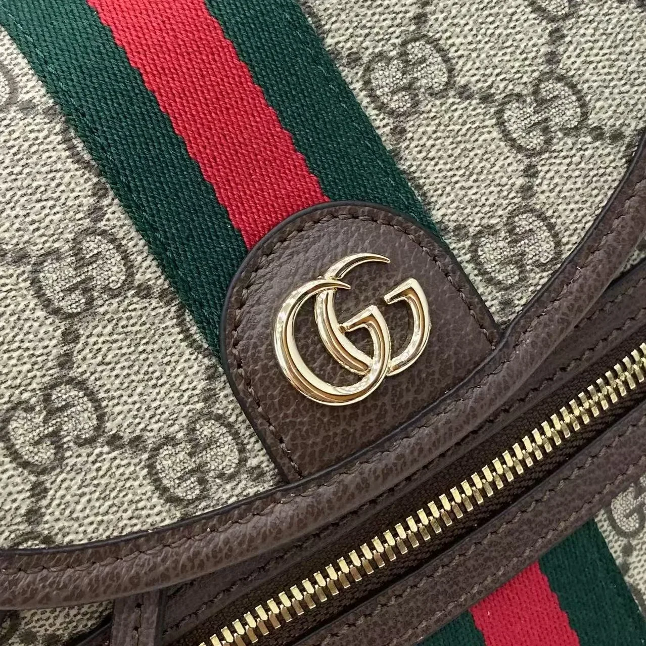 Gucci Ophidia Mini Backpack / Beige/ Dark Brown Gold Hardware