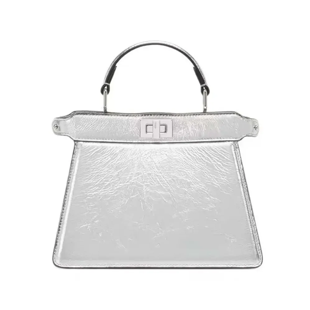 Fendi Peekaboo ISeeU Petite Mini Silver Padded Nappa Leather Bag for Women