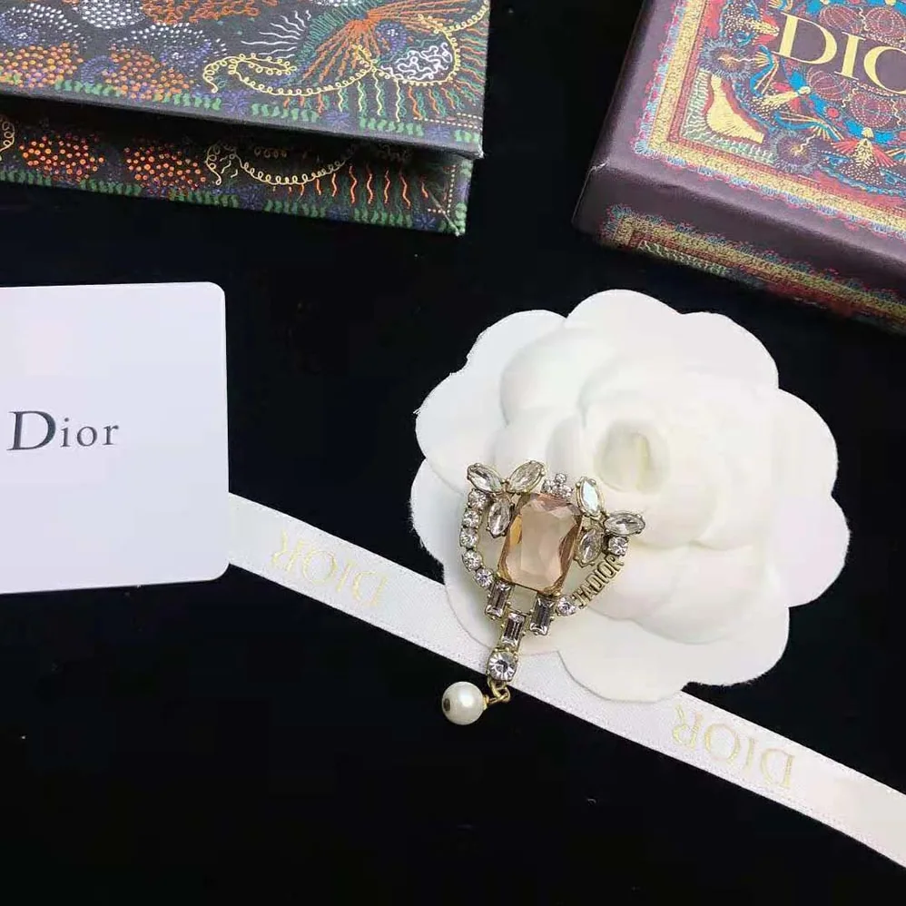 Dior J adior Brooch Antique Gold-Finish Metal and a White Resin Pearl for Women