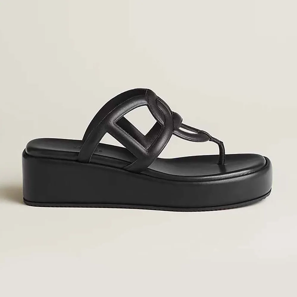 Hermes Gipsy Sandal in Nappa Leather for Women in Black