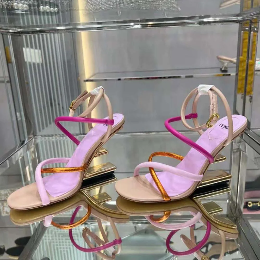 Fendi First Pink Nappa Leather High for Women in Heeled Sandals Fendi First Pink Nappa Leather High for Women in Heeled Sandals
