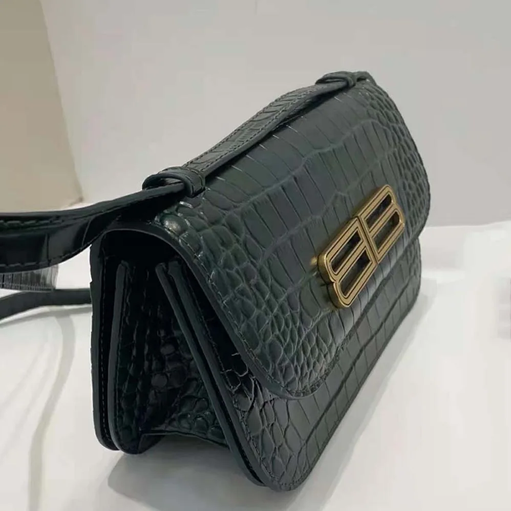 Balenciaga Gossip Small Bag in Extra Supple Crocodile Embossed Calfskin in Forest Green for Women